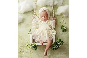 White Newborn Baby Photography Prop Hanging Wooden Swing for Photo Shoot Posing