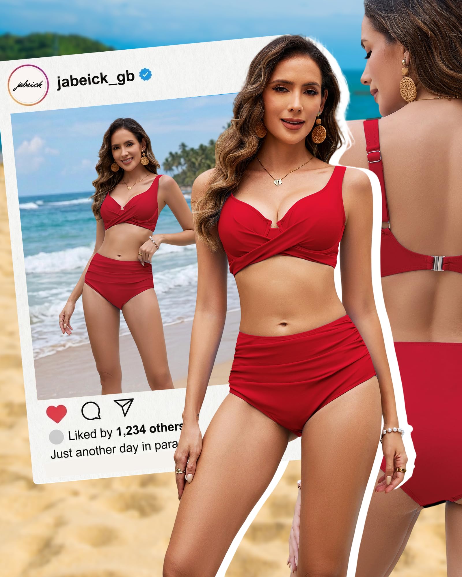 Bikini Damen Set Mit Bügel, Bauchweg Bikini High Waist Curvy | Bikini Oberteil Push Up Zweiteiler Badeanzug Hohe Taille Sexy Bademode Shape Swimsuit S-XXL