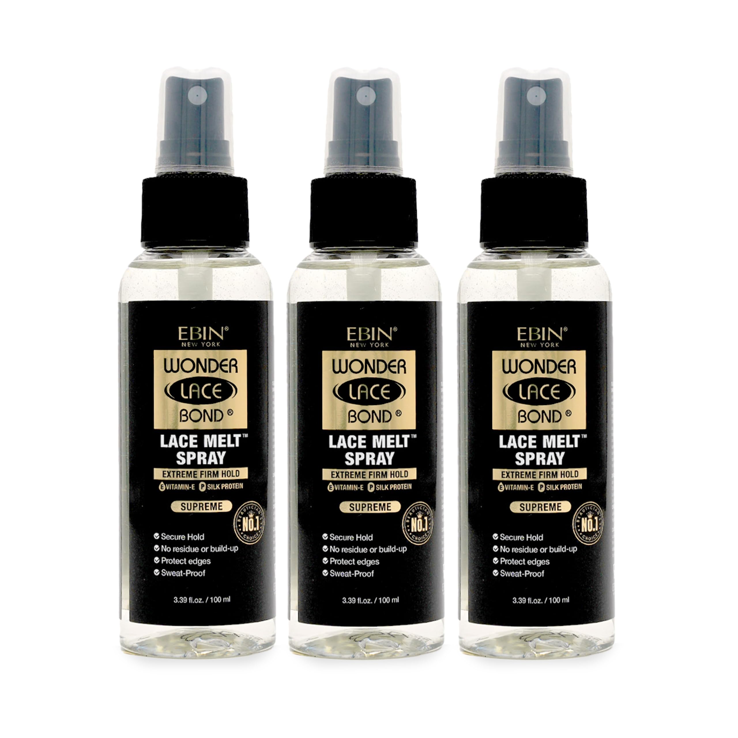 Wonder Lace Bond Lace Melt Spray - Extreme Firm Hold (Supreme) | Flawless,Natural, and Seamleass finish, No Reside, Long Lasting Formula with Protecting Edges, Perfect for wigs 3pack