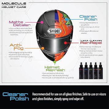 Molecule Gloss Helmet Cleaner Polish | Premium Helmet Care | Cleans & Polishes Helmets, Visors, and Goggles | 4 Ounces