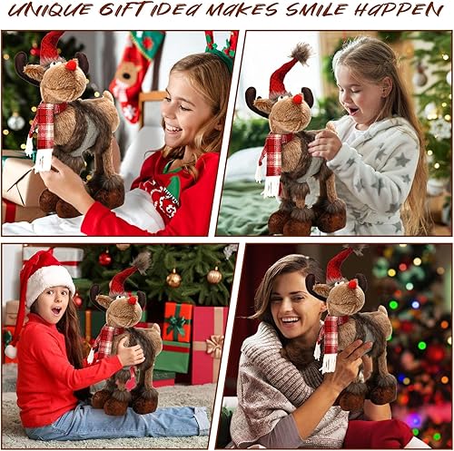 Miniatura 3 de WOKEISE Decoración navideña de reno, decoración de ciervos de invierno para el hogar, interiores, bonitos adornos rústicos de alce de Navidad para