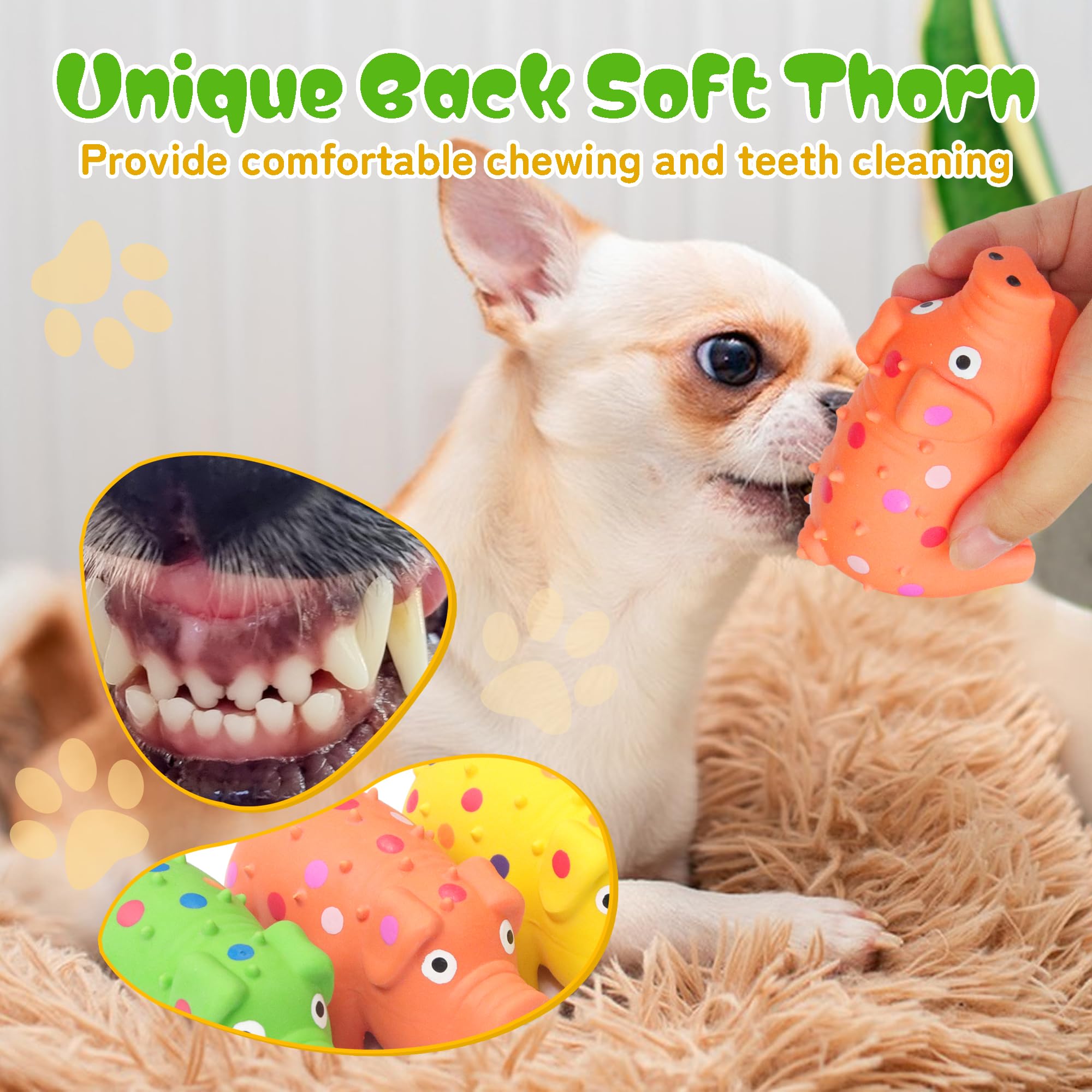 Juguetes chirriantes para perros de 4 pulgadas, paquete de 3, mini juguetes de látex para perros, juguetes masticables duraderos para perros pequeños y medianos, juego interactivo