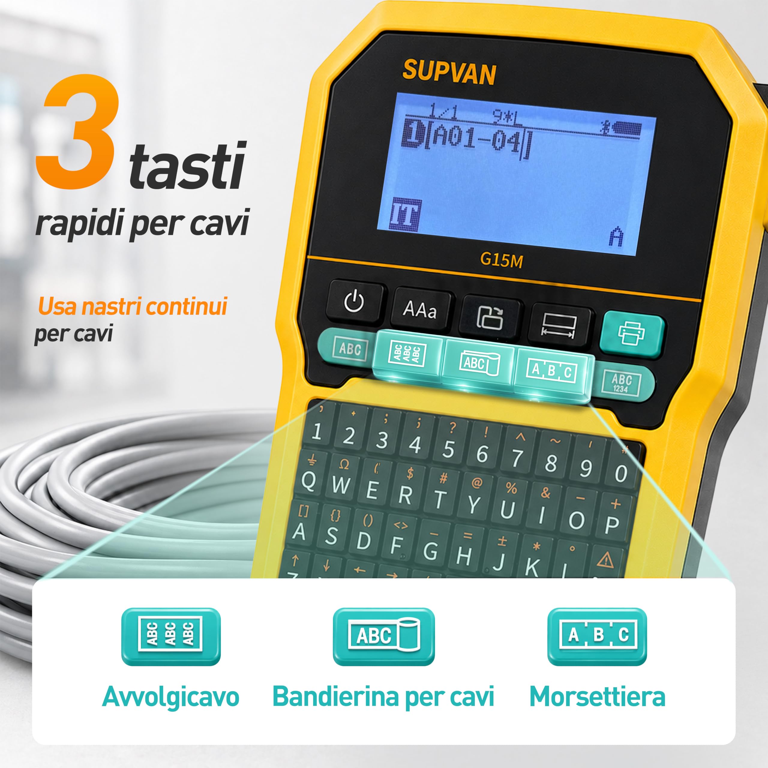 SUPVAN G15M Etichettatrice Tastiera e Bluetooth con Tubi Termorestringenti