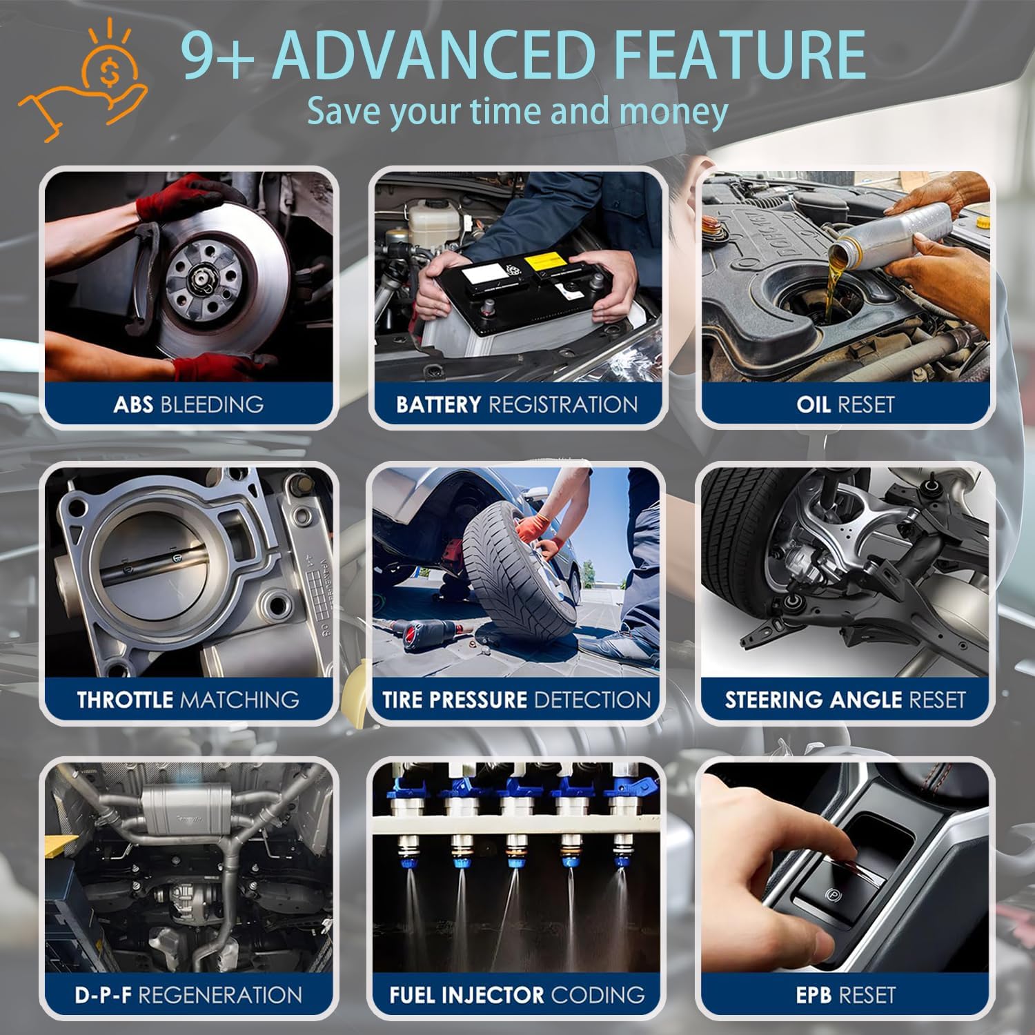 Z100 OBD2 Scanner Bluetooth 5.2 Full System Diagnostic Tool, 9+ Reset Functions, OBD2 Bidirectional Scan Tool Car Code Reader, Full OBD Mode, for iOS & Android