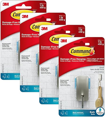 Miniatura 1 de Command BATH33-SN-ES - Ganchos de baño, 4 unidades