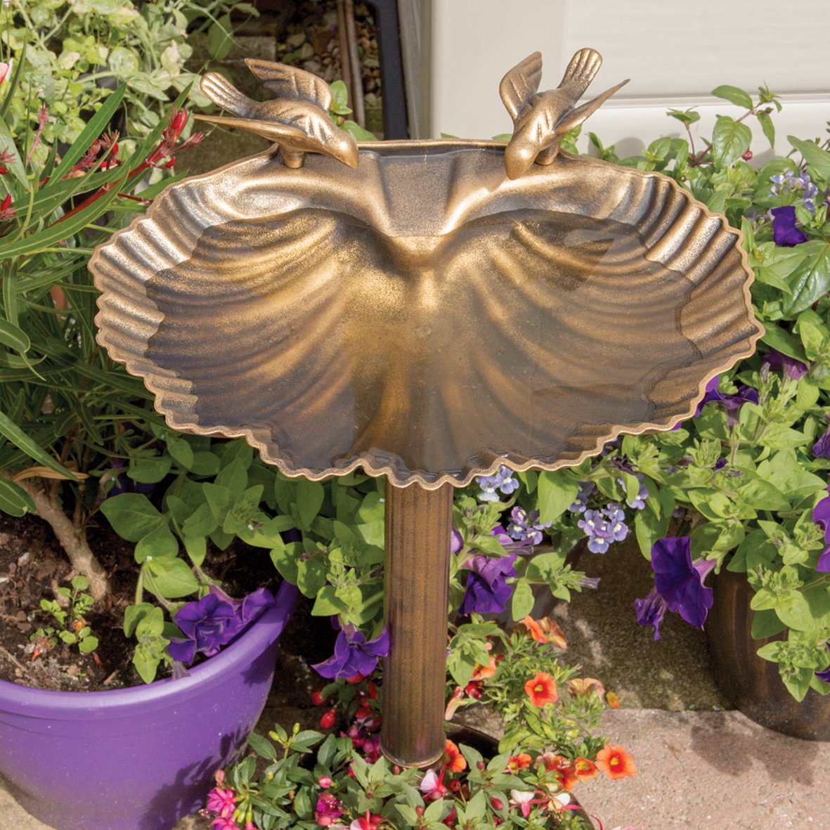 GardenKraft 17390 Fontana per volatili, Oro