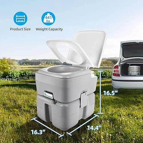 Miniatura 2 de YITAHOME Inodoro portátil y fregadero de campamento, tanque de aguas residuales de 5.3 galones y estación de lavado de manos de 17 litros, para
