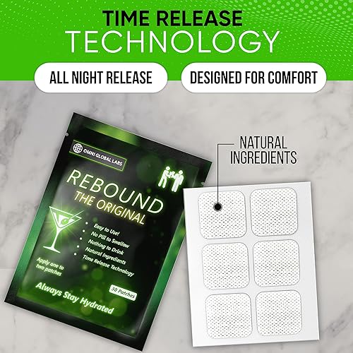 Miniatura 6 de REBOUND Parche clásico para fiestas, liberación constante prolongada, 30 parches, mezcla natural para una vida nocturna equilibrada