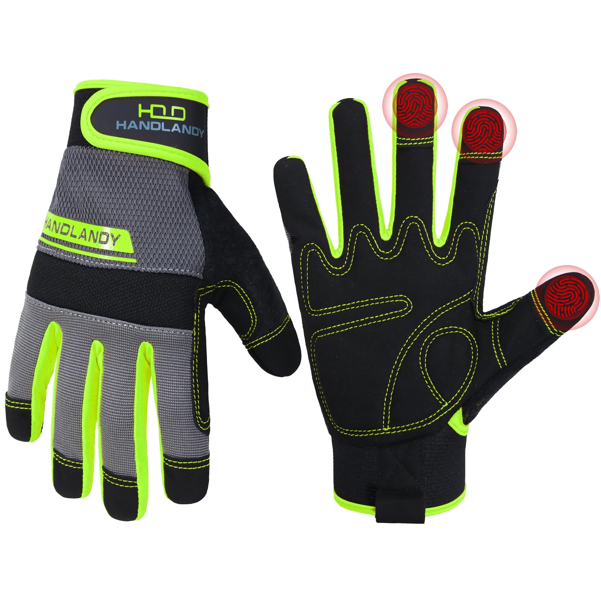 HANDLANDY Work Gloves for Men &amp; Women, Utility Mechanic Working Gloves Touch Screen, Flexible Gardening Gloves for Yard