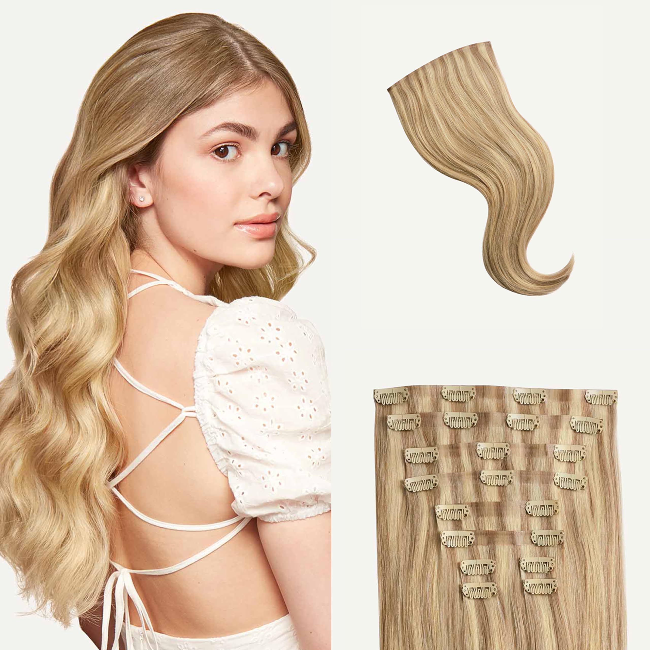 Luxy 100% Remy Human Hair - Seamless Clip-In Hair Extensions - Multi-Dimensional Color for Natural Blending, Adds Volume & Length 160 grams 16" Dirty