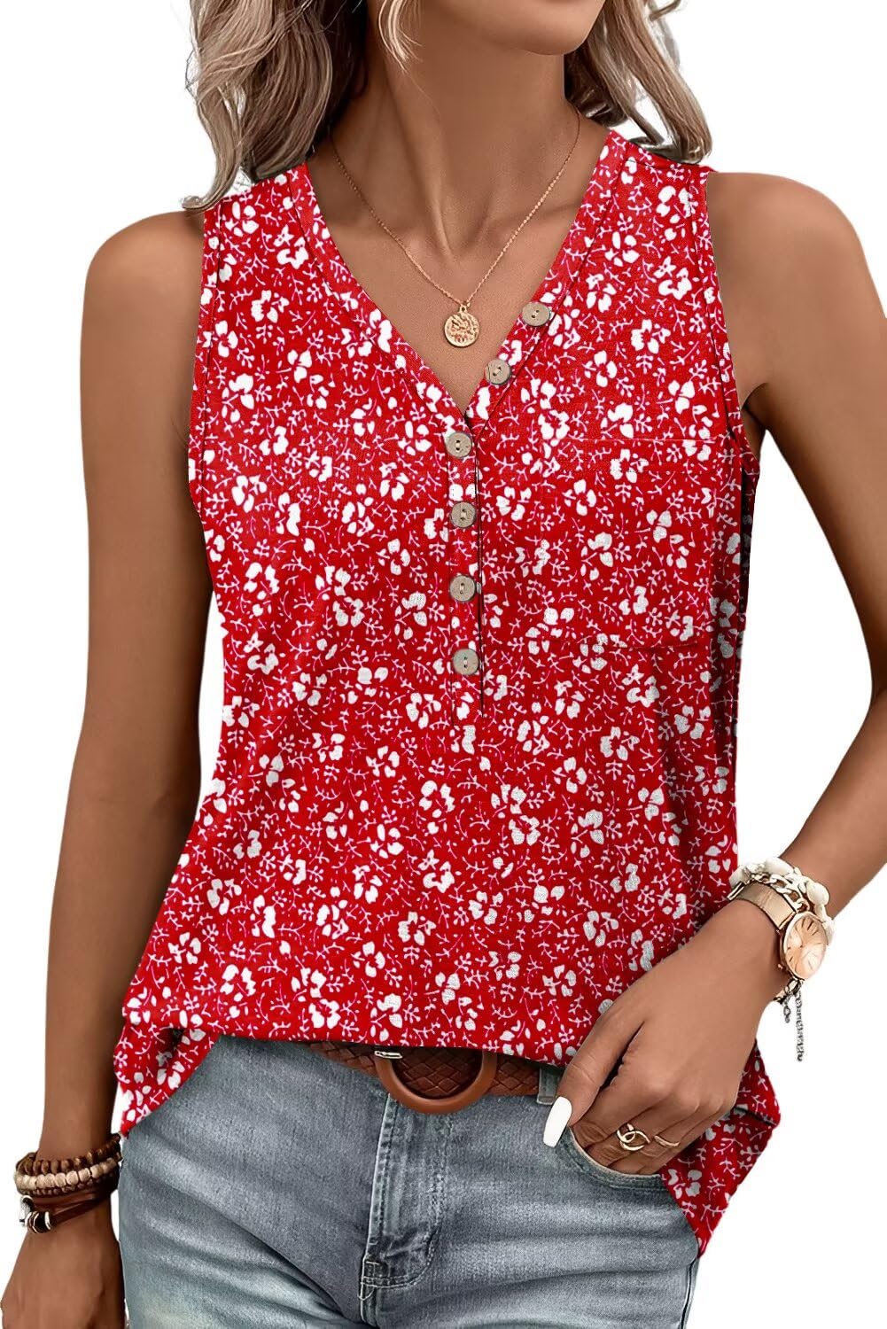 KISSMODA Womens Tops for Summer Women Sleeveless Tank Tops Loose Fit Casual Shirt Dressy Blouse S-3XL