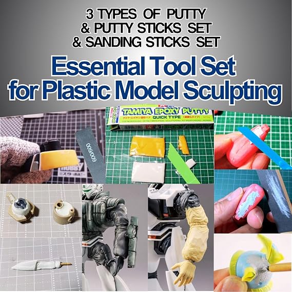 Epoxy Sculpting Putty (Quick Hardening Type) 87051(High Density Type) 87052& Basic Type Putty 87053 & Putty Sticks Set & Sanding Sticks Set #120#240#600#800#1000