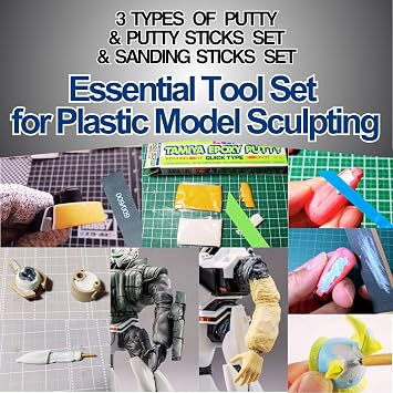 Epoxy Sculpting Putty (Quick Hardening Type) 87051(High Density Type) 87052& Basic Type Putty 87053 & Putty Sticks Set & Sanding Sticks Set #120#240#600#800#1000