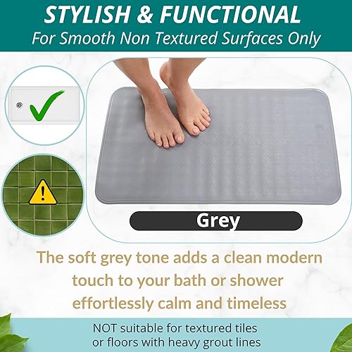 Miniatura 6 de ENKOSI Tapete de baño antideslizante para suelos de bañera y ducha, tapete de ducha antideslizante con agarre seguro de ventosa, tapete de bañera
