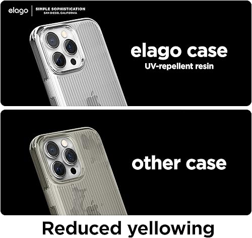 Miniatura 7 de elago Funda transparente compatible con iPhone 14 Pro Max de 6.7 pulgadas, tecnología híbrida de TPU, antiamarilleo, efecto de vidrio patrón,