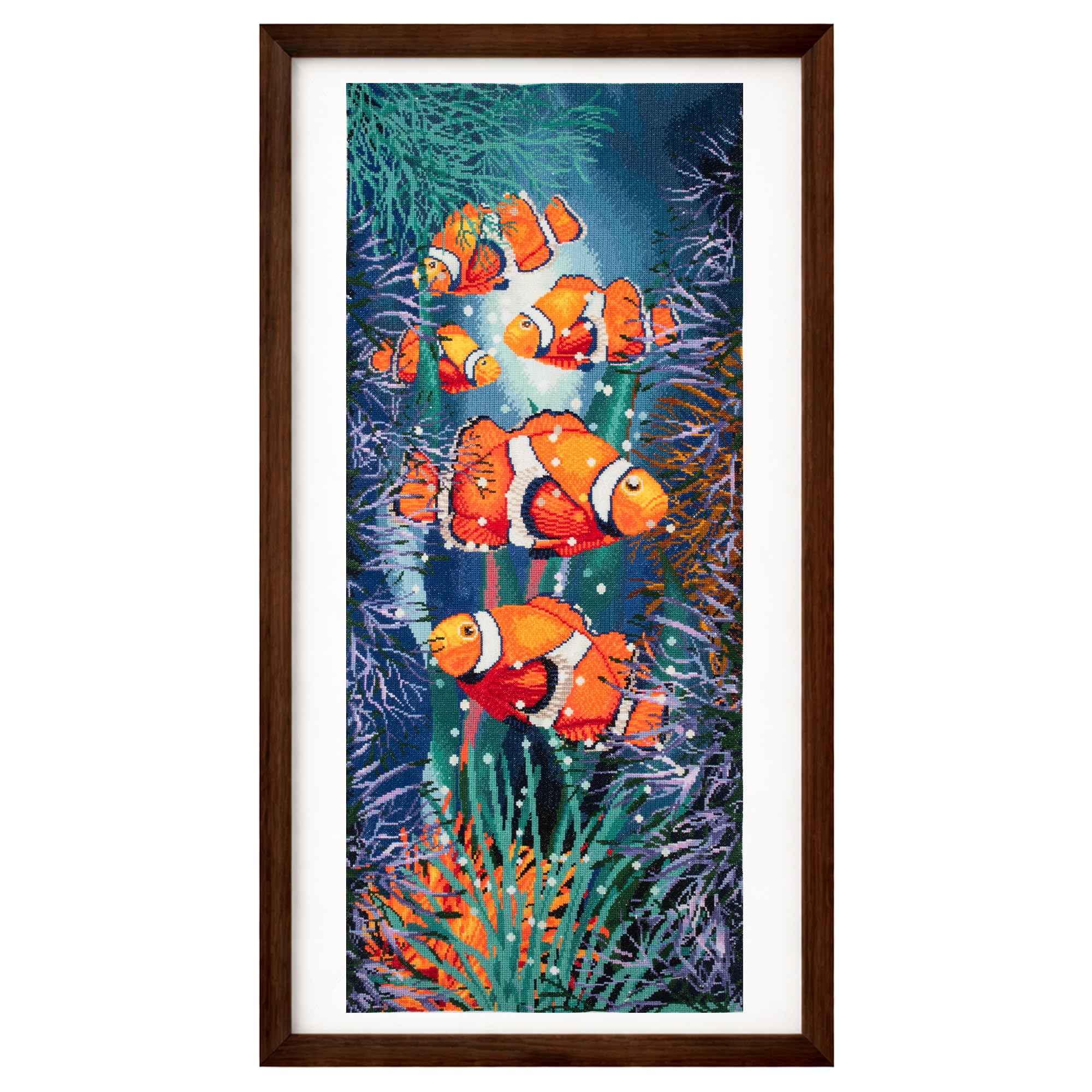 Trimits Coral/White Extra Large Fishes Printed Cross Stitch Kit