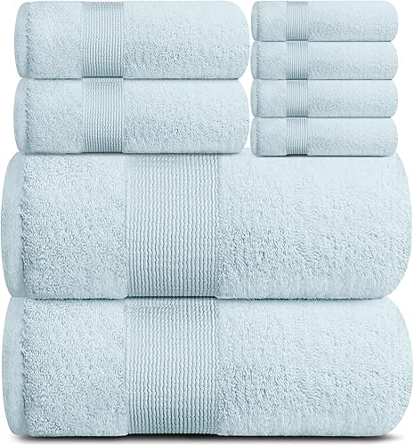 White Classic Resort Collection - Juego de toallas de baño suaves  Felpa de hotel de lujo y algodón absorbente  2 toallas de baño, 2 toallas de mano