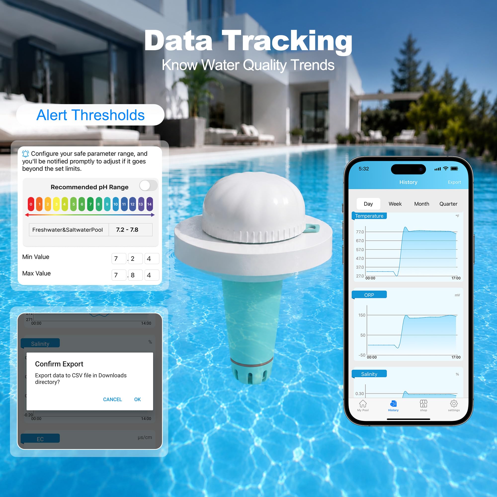 Probador inteligente de agua para piscina 7 en 1