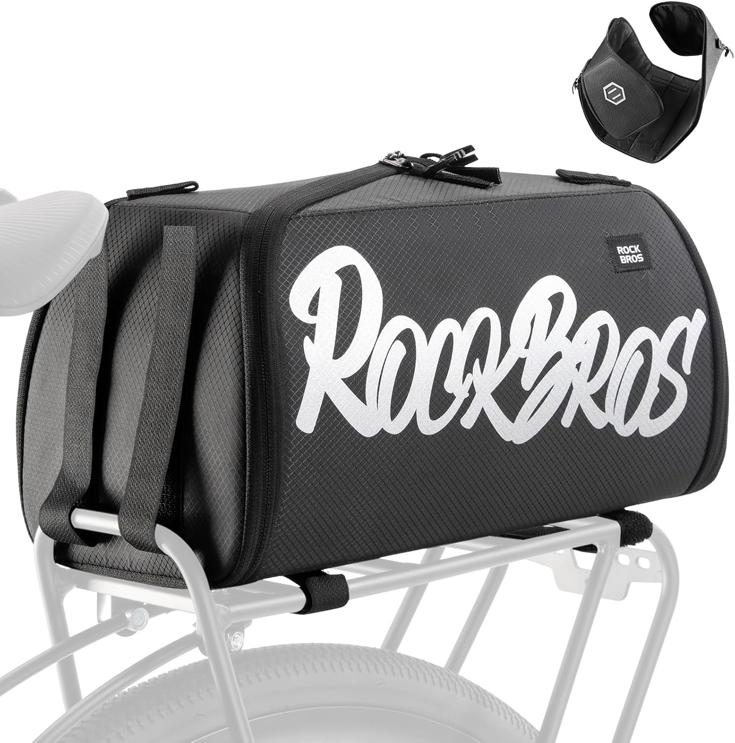 ROCKBROS Bike Bags for Bicycle Rear rack - 12L/15L Bike Ebike Trunk Pannier Saddle Bag with Shoulder Strap for Commuter Travel Outdoor Accessories Gear