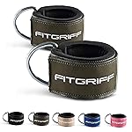 Fitgriff Ankle Straps V2 for Cable Machine (2 Pieces) - Gym Workout Equipment - Leg Pulley Attachment, Kickback Straps (Army Green)