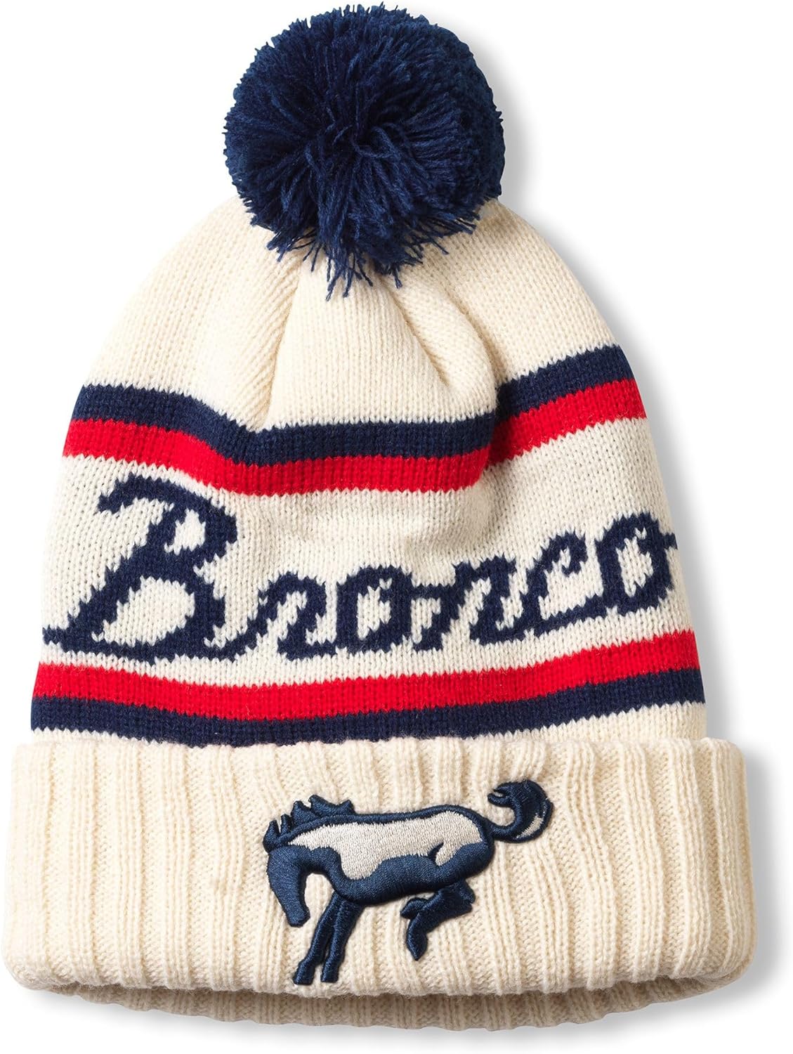 AMERICAN NEEDLE Unisex Bronco Pillow Line Beanie Pom Cap (23012C-BRONCO-IVOR) Ivory