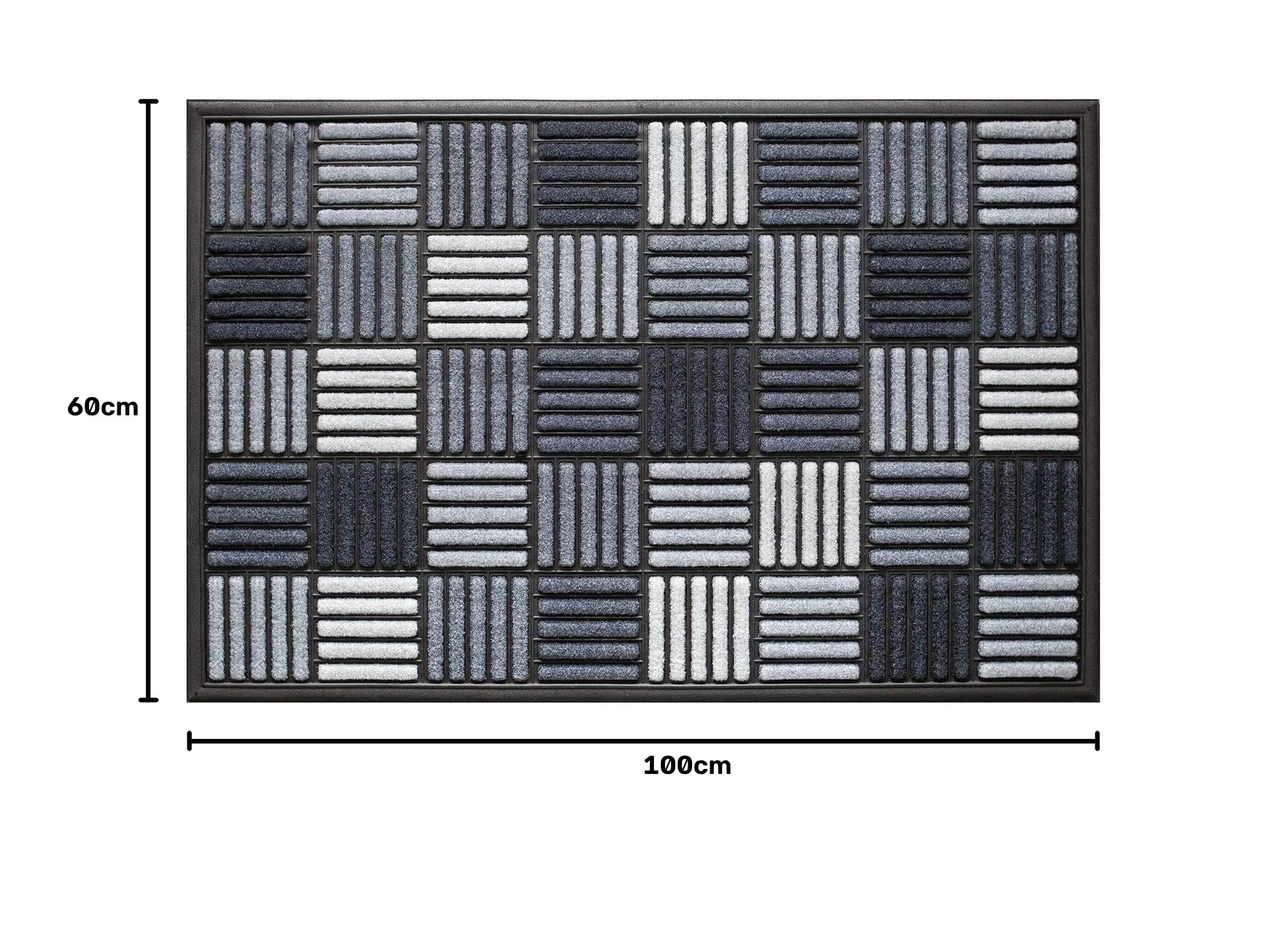 LA KO Fußmatte - hochwertig Fußmatte aus kombinierten Materialien - Türmatte mit modernem Design - verschieden Größen und Farben (Parkett grautöne, 60 x 90 cm)