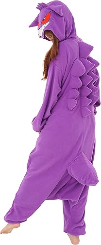 Miniatura 6 de SAZAC Gengar Kigurumi - Mameluco premium de Pokémon para adultos, disfraz de Halloween lujoso para adultos, ropa de descanso lavable a máquina