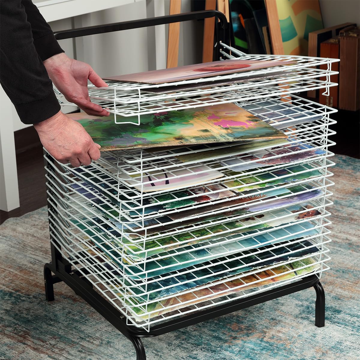 Creative Mark Stack N Dry Floor Art Drying Rack, Mobile Art Rack