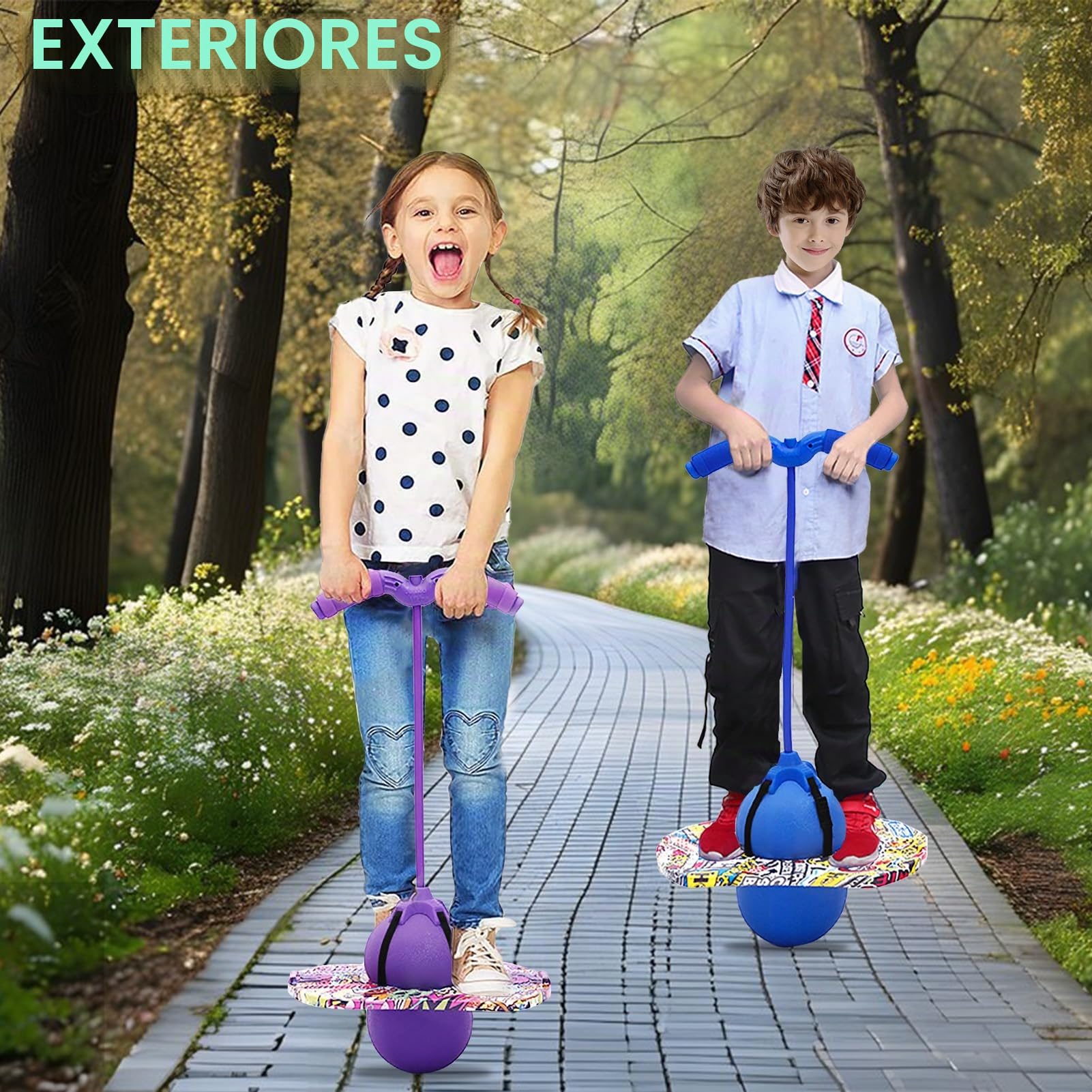 Pogo con Asas,100KG Equilibrado y Coordinado Pogo de Rebote, Las Asas Son Ajustables Equipado para Niños y Adultos para Entrenar Las Habilidades de Equilibrio (Verde)