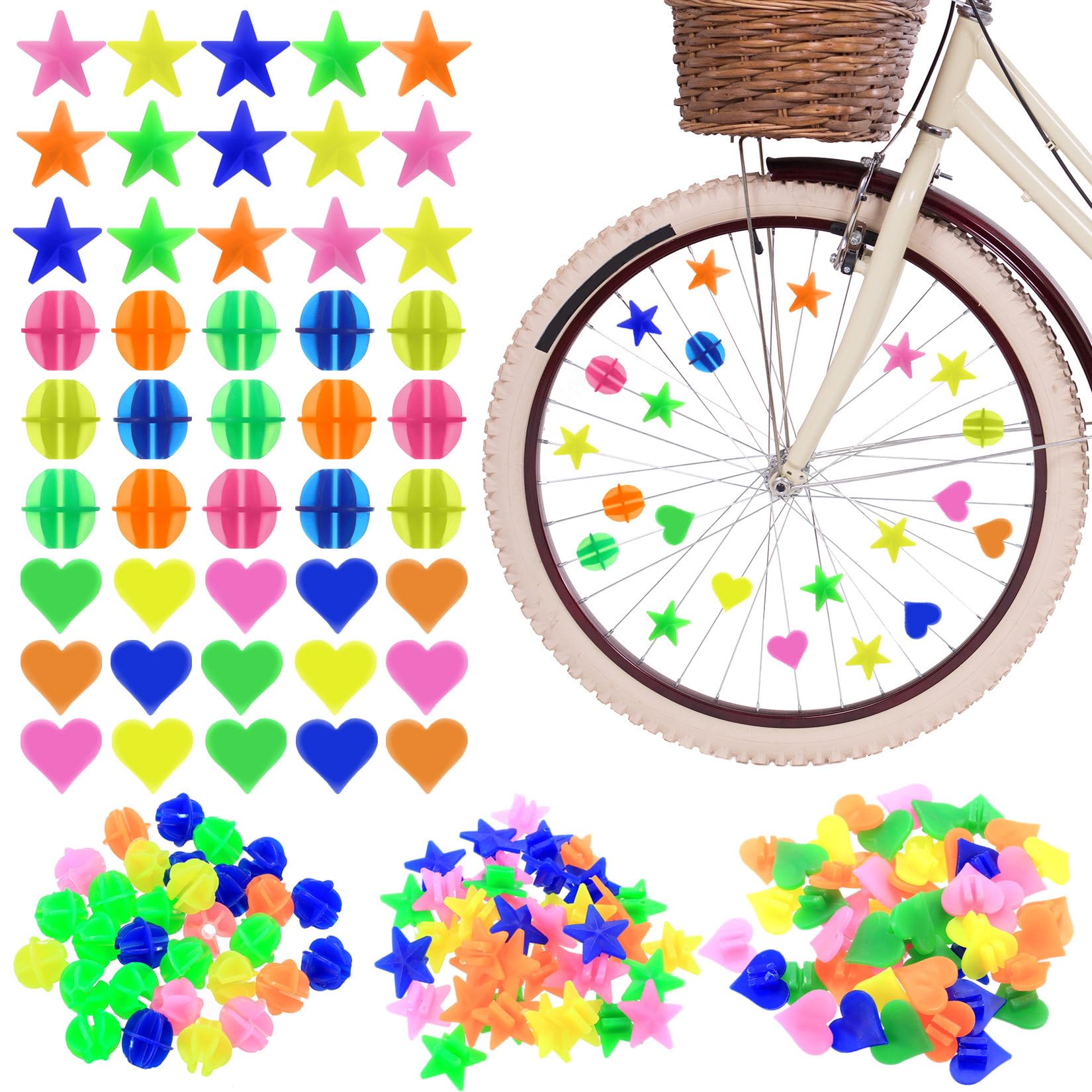 216 Perline Colorate Per Bicicletta Per Bambini, A Scatto E Riflettenti, Decorazione Raggi Per Personalizzare La Bici - 5
