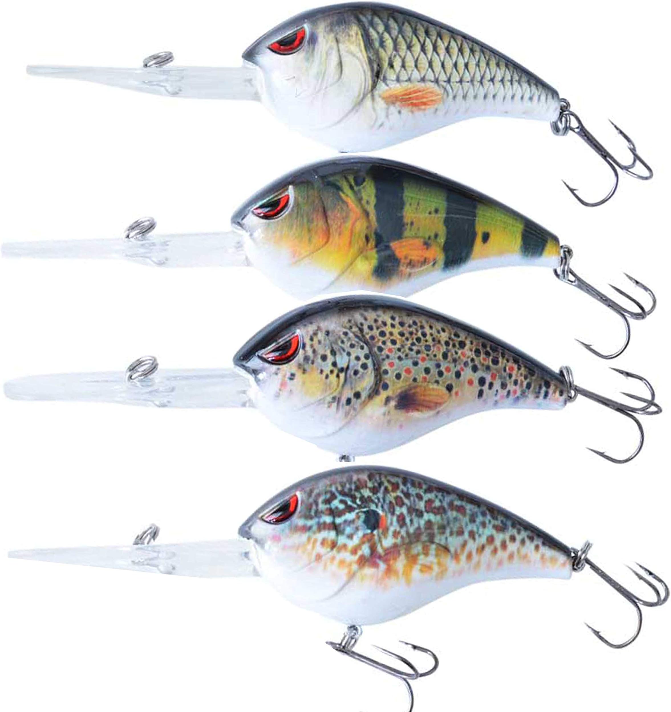 ElbfangCrankbaits Set of 4 - Natural Quality Action Minnow Lures for Predator Fishing - Floating, 8 cm, 4-6 m Running Depth, 0.49 lbs