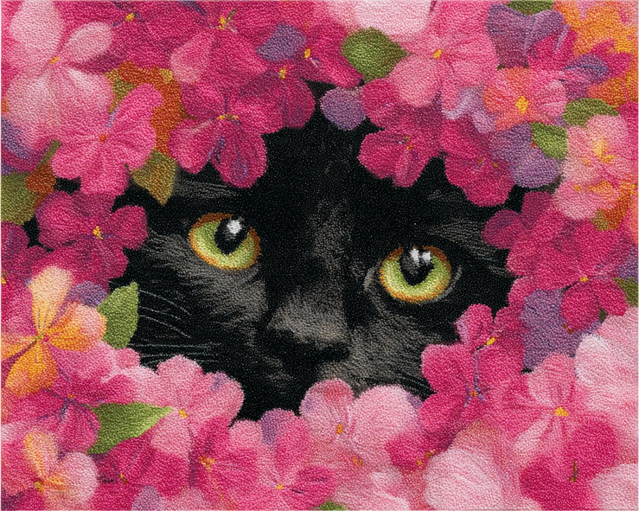 AMBATTERY Latch Hook Kits Carpet Cartoon Black Cat 90x120cm