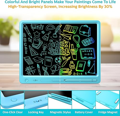 Miniatura 4 de Tableta de escritura LCD de 15 pulgadas para niños, tableros de garabatos para niños de 3 a 12 años, juguetes educativos, tablero de planificación