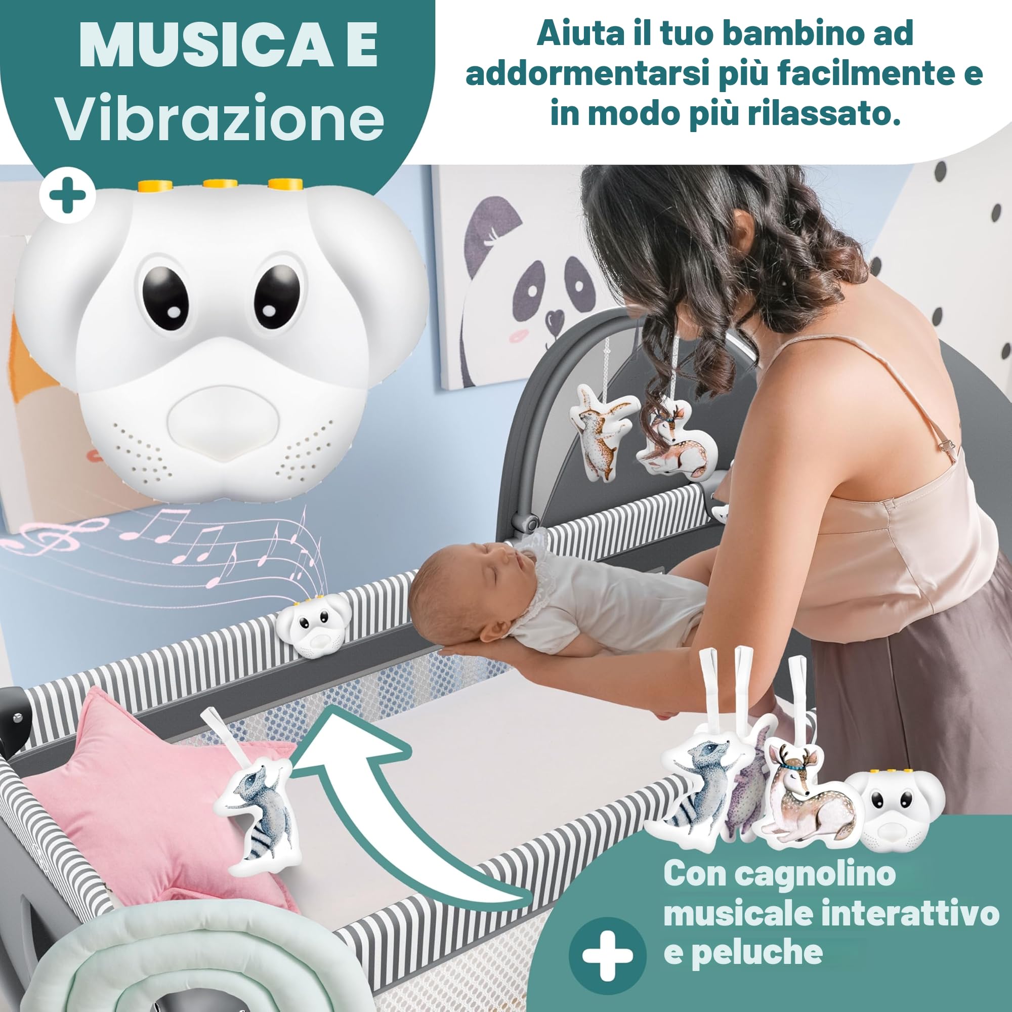 KIDIZ® Lettino per bambini 3in1, Lettino da viaggio, Set - Lettino con fasciatoio, Zanzariera, Pareti laterali aerate, Navicella, pieghevole, fino a 15 kg, Grigio