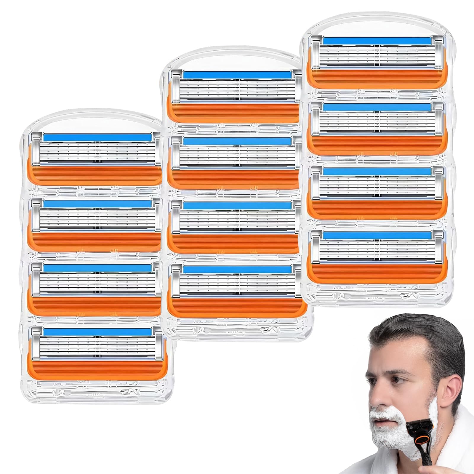 12PCS Razor Blades for Gillette Fusion 5 Blades - Razor Refill Compatible with Fusion 5 Razor Blades, 5-Layer Manual Shaver Replacement Blades for Smooth Shaving, Home and Travel Use