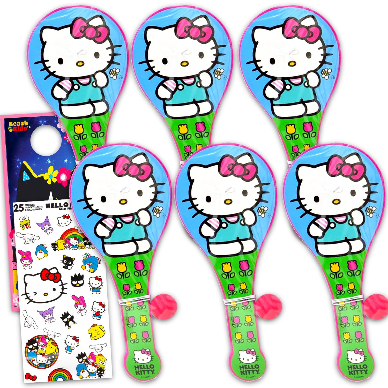 Amazon.com: Hello Kitty Paddle Ball Party Favors - Bundle with 6