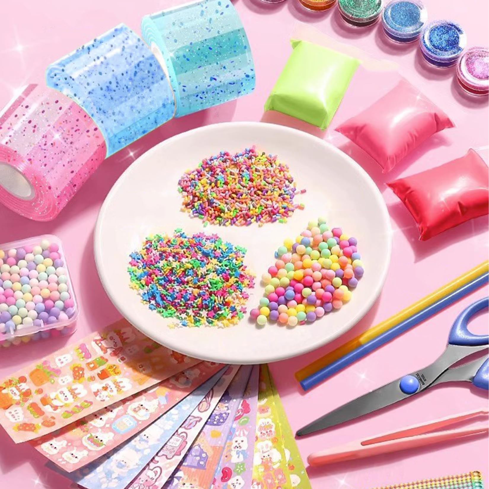 JurciCat Nano Tape Set 57 Piezas DIY Set Suave para el Alivio del Estrés y la Relajación Nano cinta ultra elástica Adecuado para niños Niños Niñas