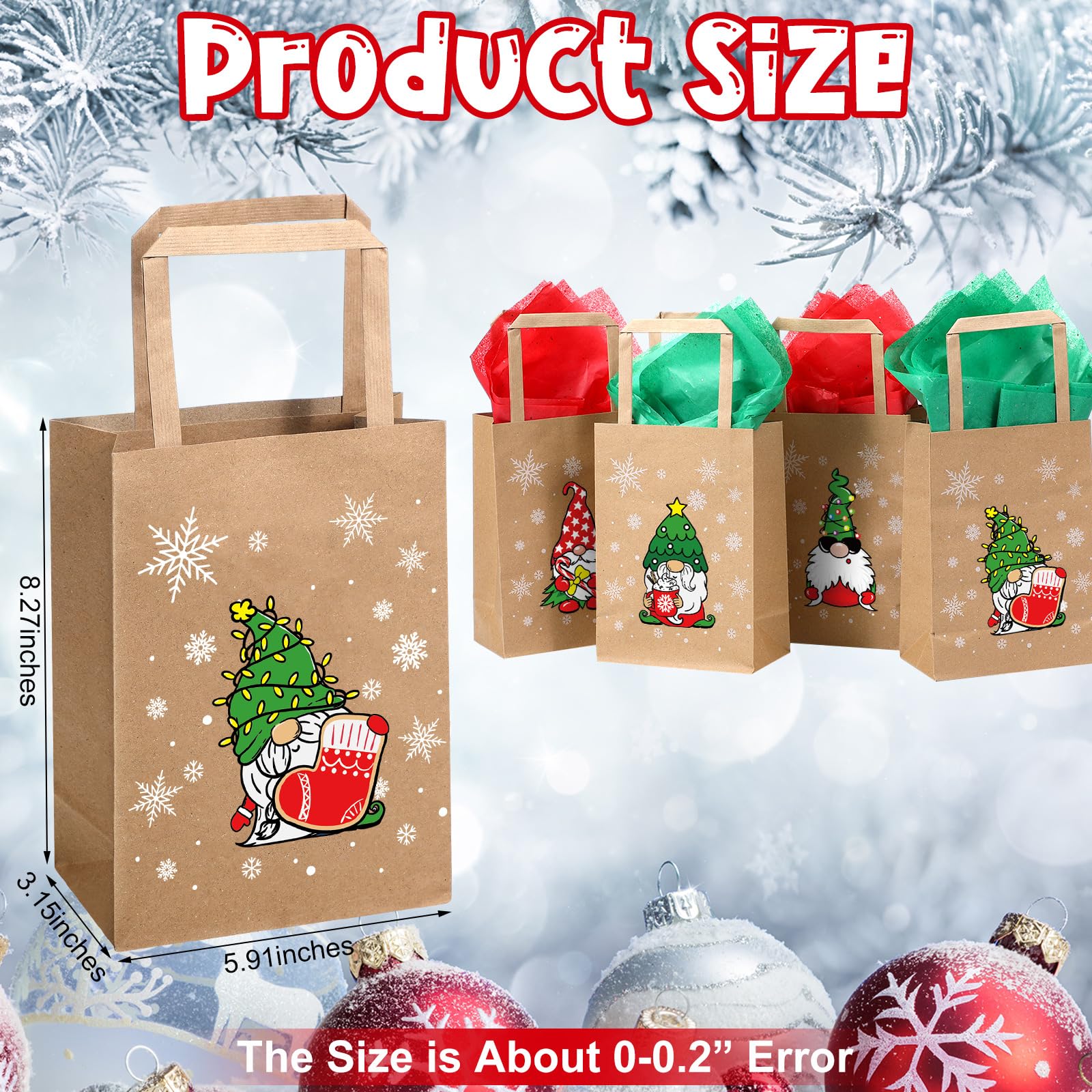 Kolldenn 36 bolsas de regalo de Navidad, bolsa de papel kraft con asas, reutilizable, bolsa de regalo de Navidad, bolsa de regalo de Navidad, bolsa de regalo de Navidad, bolsa de regalo de Navidad,