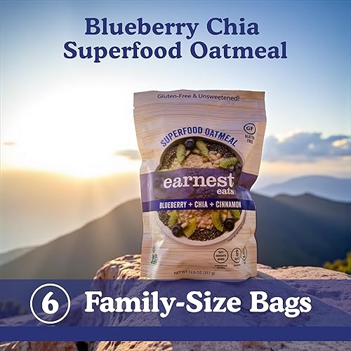 Miniatura 3 de Earnest Eats Superfood Avena cereales calientes con quinoa mezcla de chía de arándanos 756 onzas paquete de 6