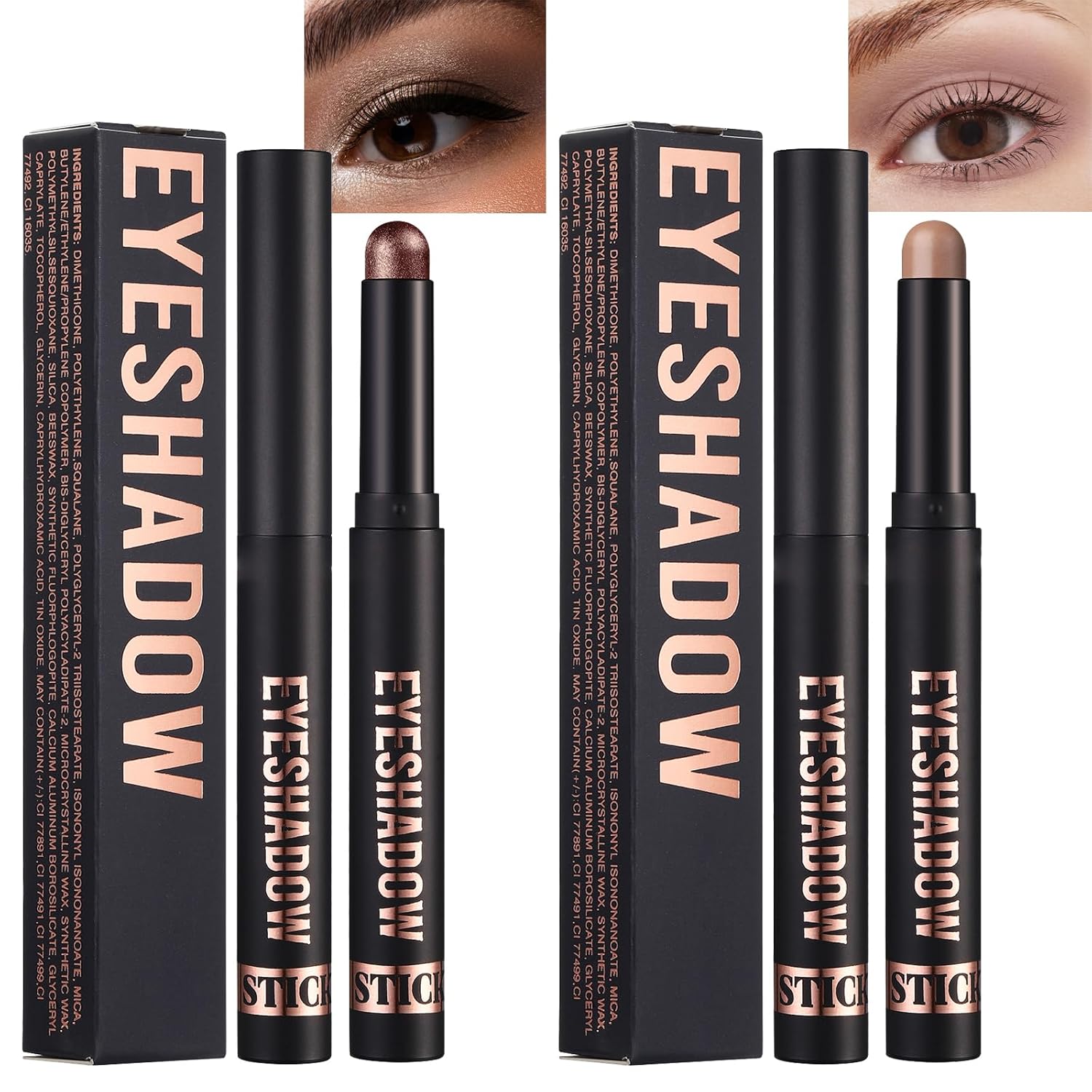 Waterproof Cream Eyeshadow Stick for Older Women- High Pigmented Matte Nude Eye Shadow Sticks, Longlating Blendable Eyes Crayon Eyeshadow, Hypoallergenic Eye Brightener Stick.（2pcs#9+#19）