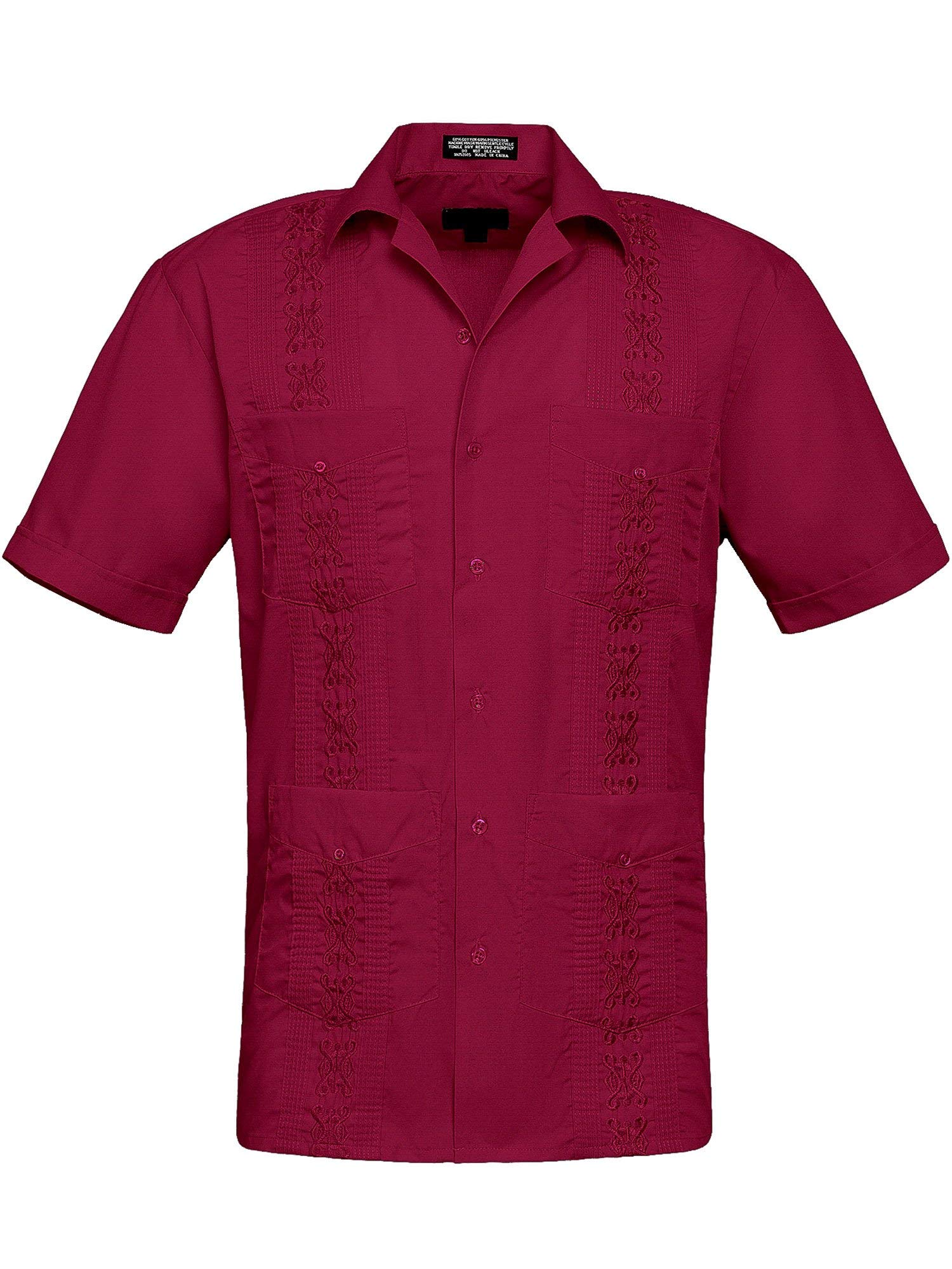 G-Style USAMen's Guayabera Premium Lightweight Embroidered Pleated Cuban Shirt