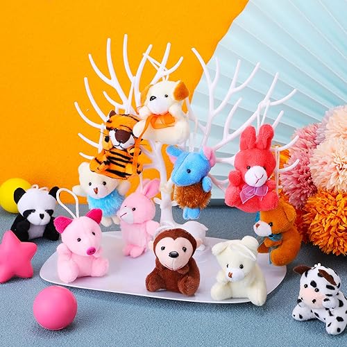 Miniatura 7 de Jerify 150 piezas de mini animales de peluche a granel, lindos juguetes de peluche pequeños, llavero de animales pequeños para premios de aula