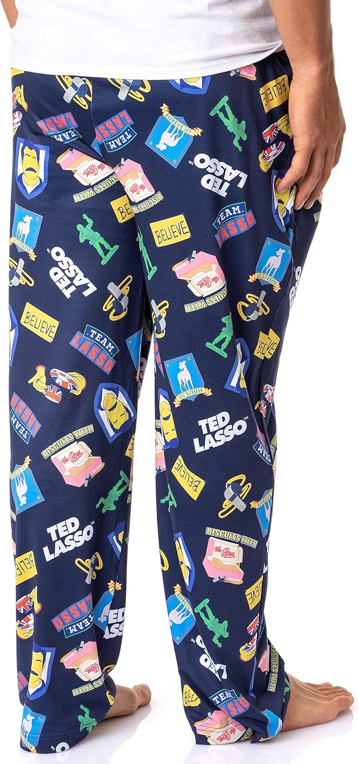Ted Lasso Mens' TV Series Show Symbols Icons Believe Sleep Pajama Pants - Image 4