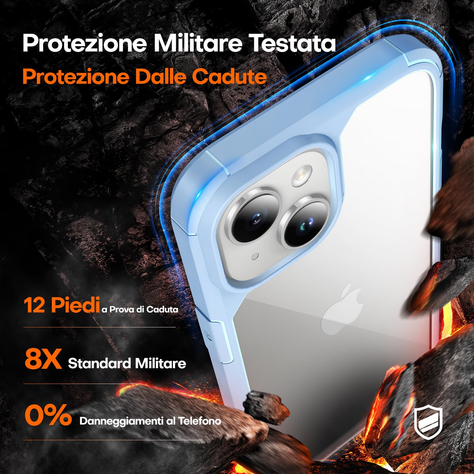 TAURI Cover iPhone 15 Plus, [3 in 1] 1 Custodia [Anti-Yellow] con 2 Pellicole Vetro Temperato, [Compatibile con Magsafe] Custodia Antiurto con Copertura a 360 Gradi - Blu