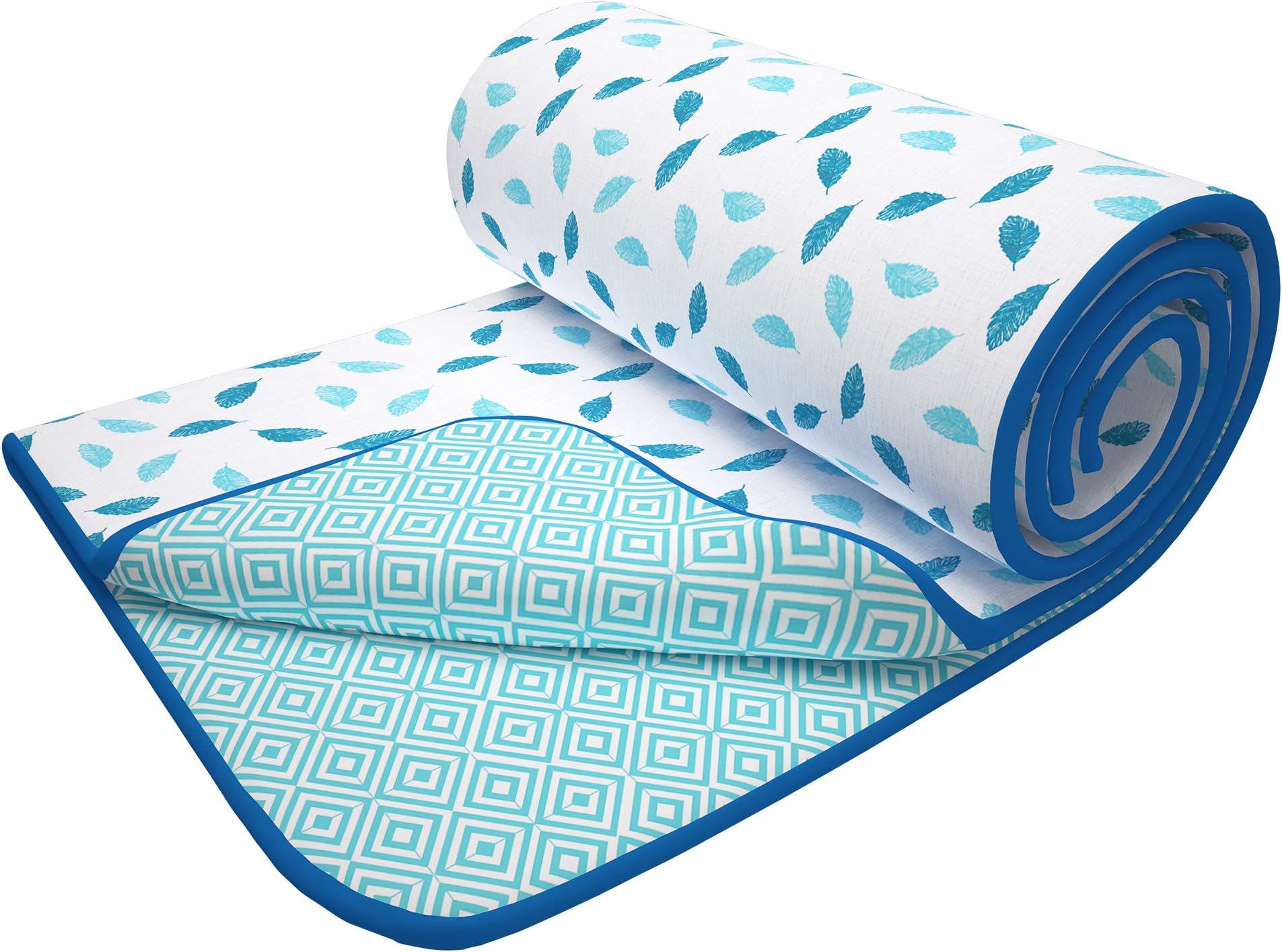 - Story@Home Dohar Single Bed 100% Cotton AC Blanket for Summer | 144x 220CM, 150GSM Ac Comforter and AC Blanket for Summer | White & Blue Leaf Pattern Duvet Reversible Quilt All-Season Blanket