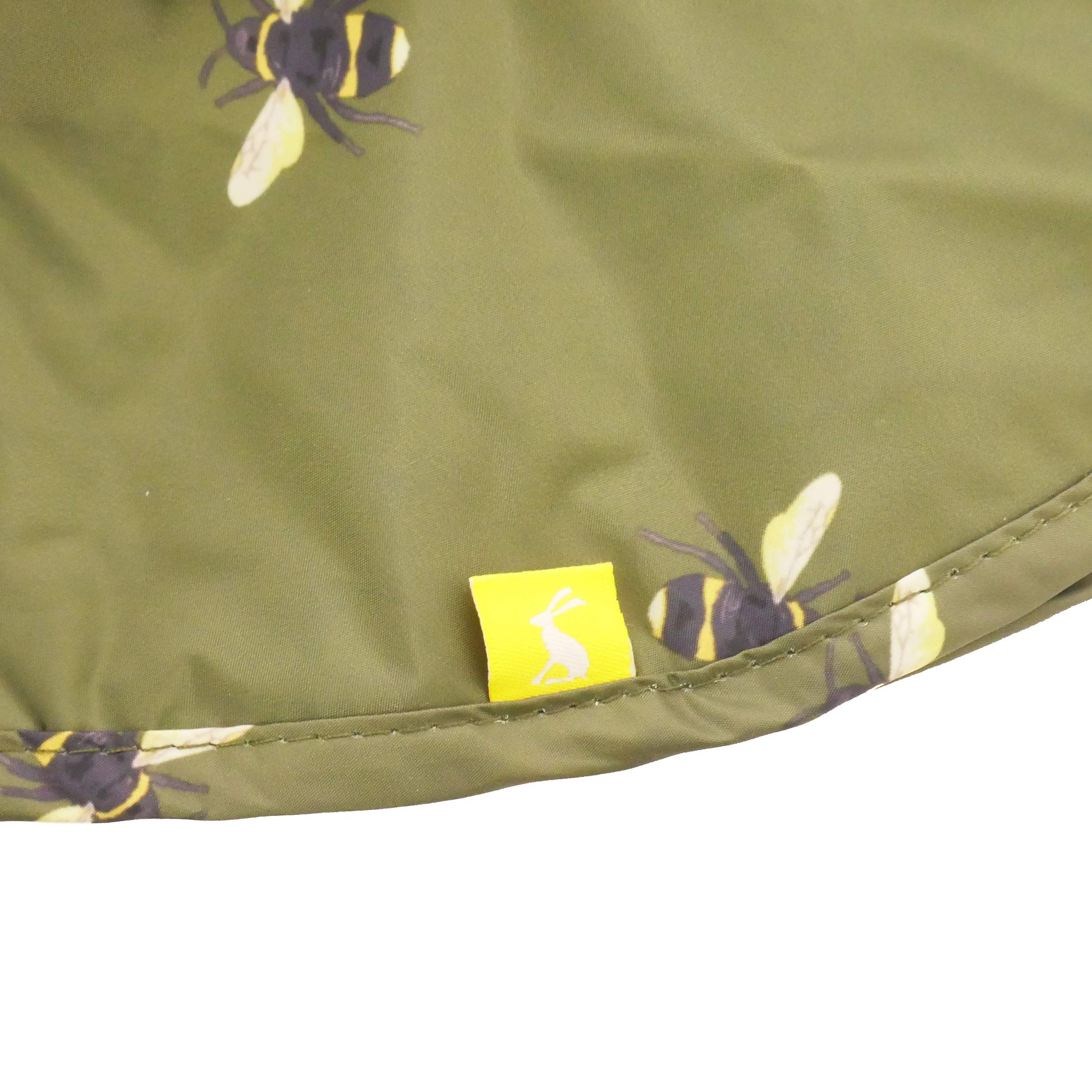 Rosewood Joules Khaki płaszcz przeciwdeszczowy z nadrukiem pszczoły, L