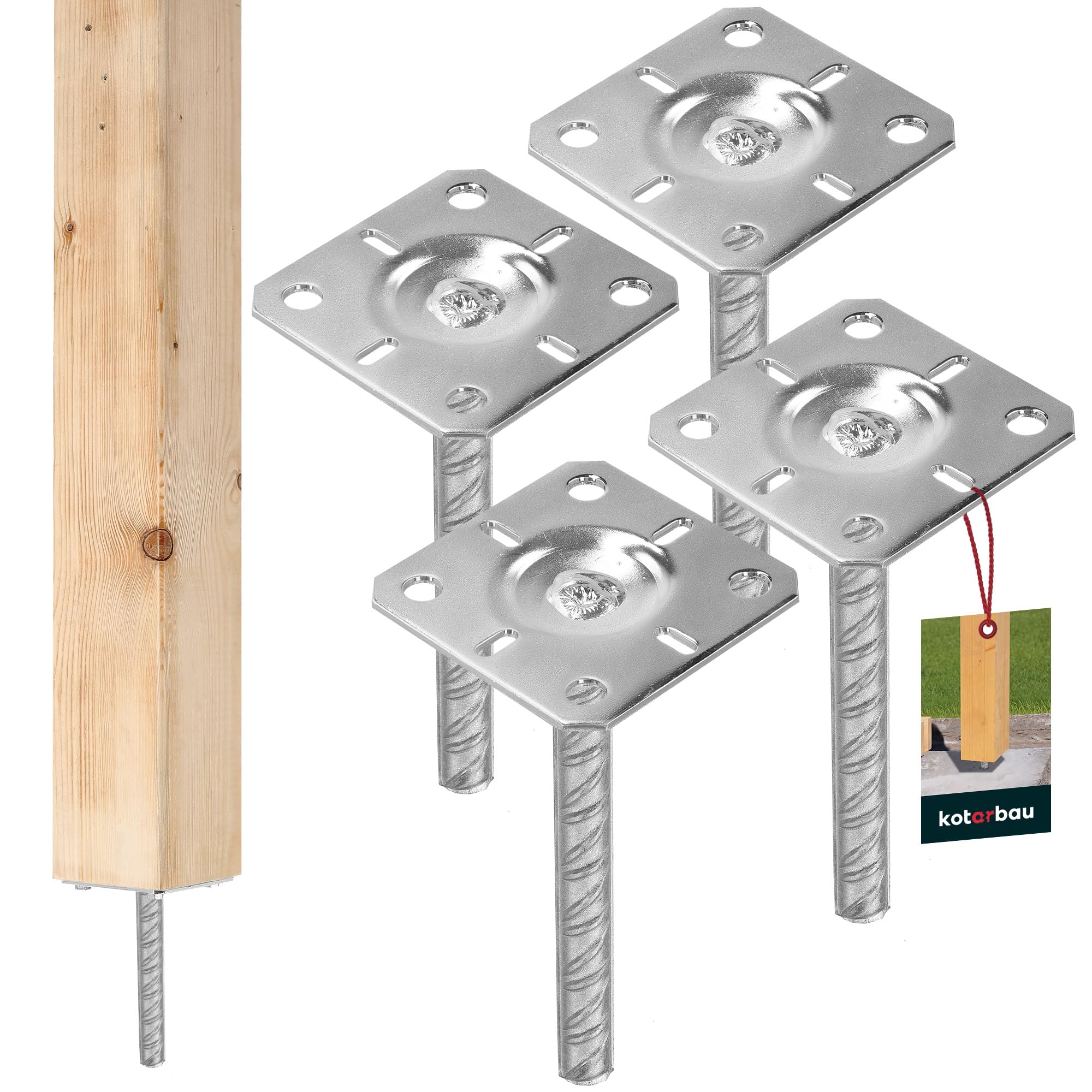Soportes para pérgola de madera en acero galvanizado plata KOTARBAU 4 unidades
