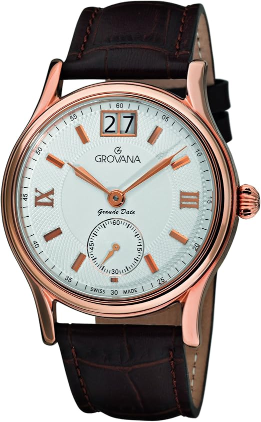 Grovana Men's 1725.1562 Big Date Big Date Leather Strap Silver Dial Watch :  Grovana: Amazon.ca: Clothing, Shoes \u0026 Accessories