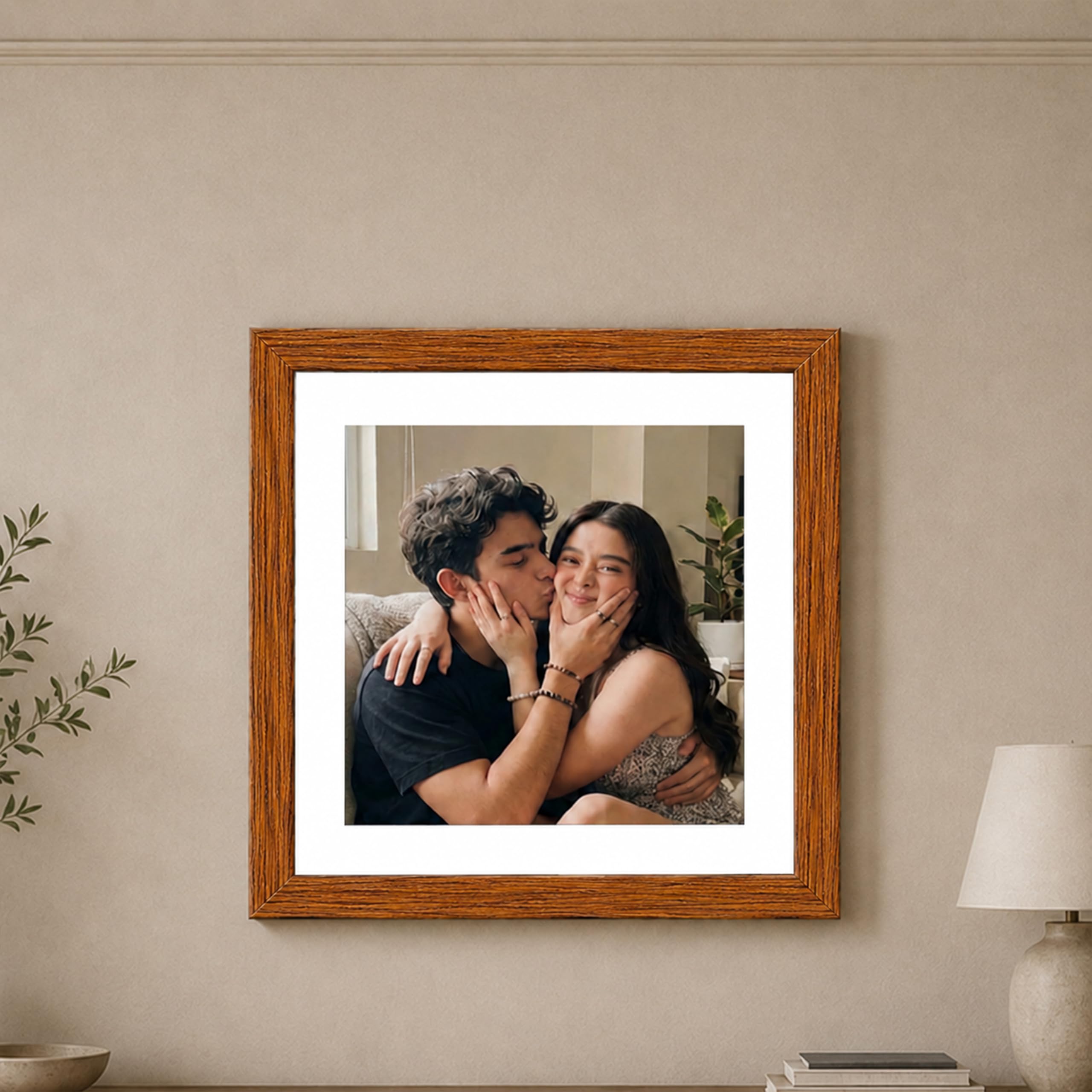 Art Street Synthetic Document Large Size Wall Photo Frame, Big Frames For Wall Artwork, Certificates, Picture & Photographs Home Decor (10x10 Inch Matted To: 8x8 Inch, Brown)
