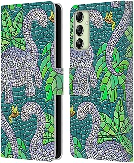 Head Case Designs Officially Licensed Micklyn Le Feuvre Mosaic Dinosaurs Patterns 6 Leather Book Wallet Case Cover Compatible with Samsung Galaxy A14 / 5G